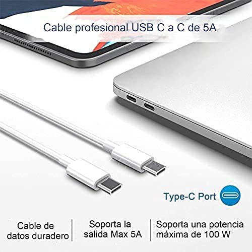 JESWO 96W Cargador Tipo C Carga Rapida, Cargador USB C Compatible con MacBook Pro de 16/15/13'', Macbook Air de 13'' 2018-2021 y Todos los Dispositivos Tipo-C (Incluido 1.8m Cable USB C a USB C)